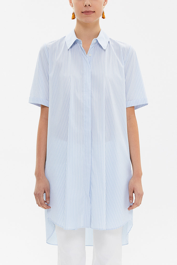 Blue Short sleeve poplin shirt 10732