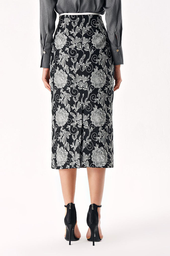 Patterned Jacquard slim-fit midi skirt 81277