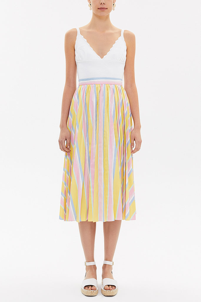 Striped High waist  Pleated  skirt  81009