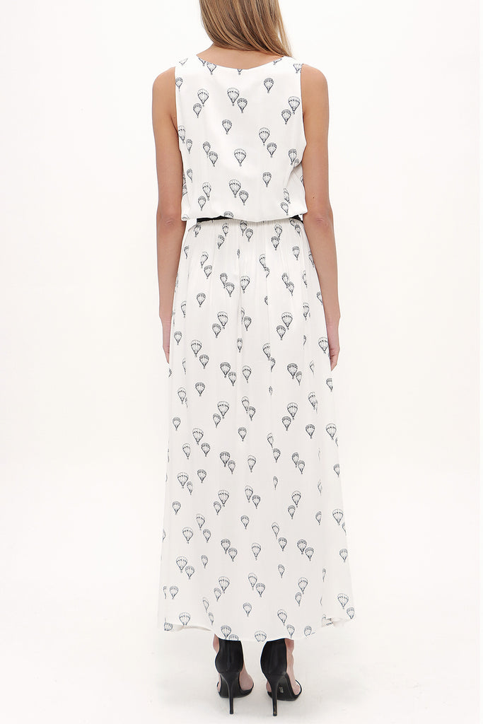 White Belt detail Printed maxi dress 92316