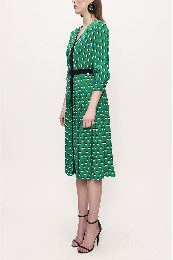 Green Pleated dress 93735