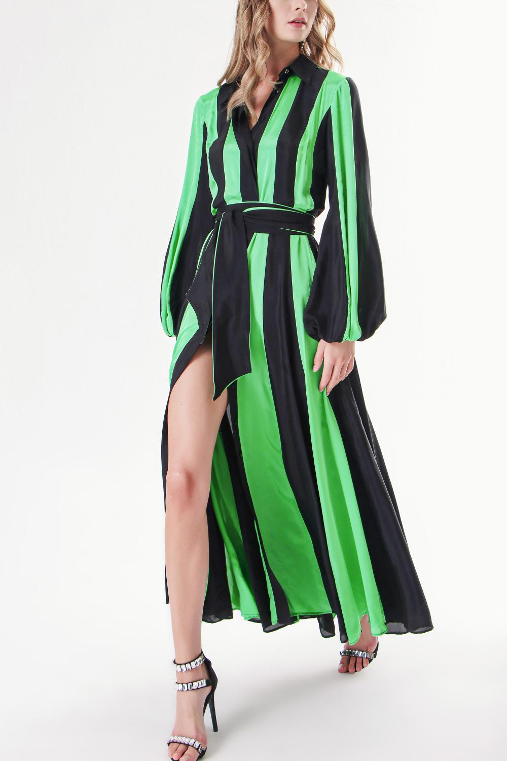 Black Green Contrast colored shirt dress 94302 Societa Wholesale Global Black Green Contrast colored shirt dress 94302 Societa Wholesale Global