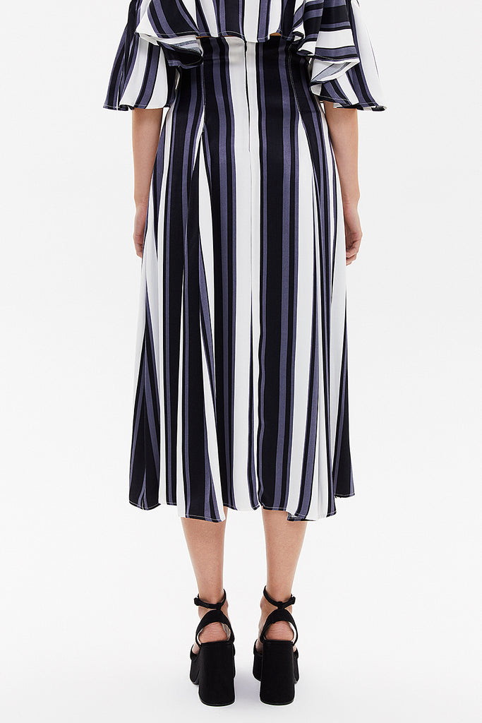 Striped High waist pleated skirt  81018