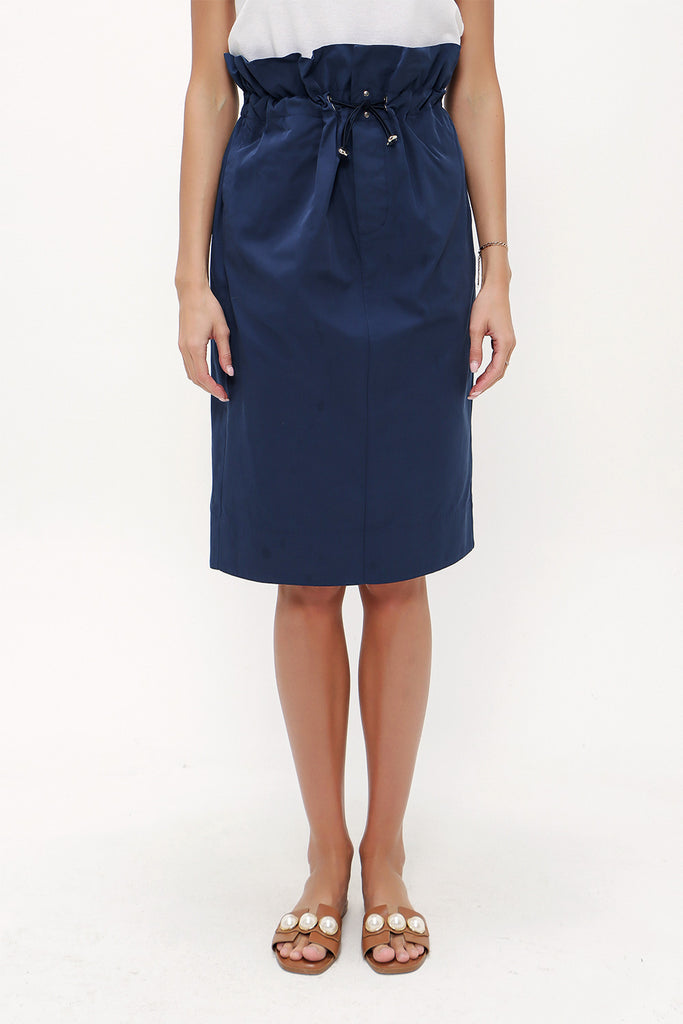 Navy Blue Elastic detailed wide cut skirt 80965