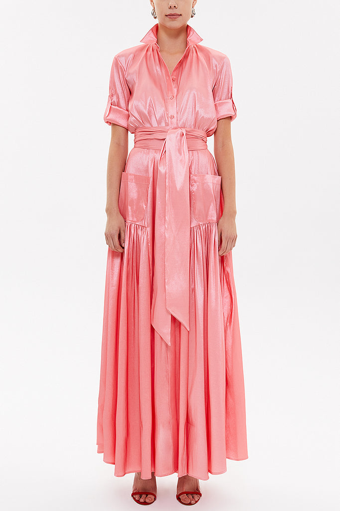 Pink Pocket elastic maxi dress 92606