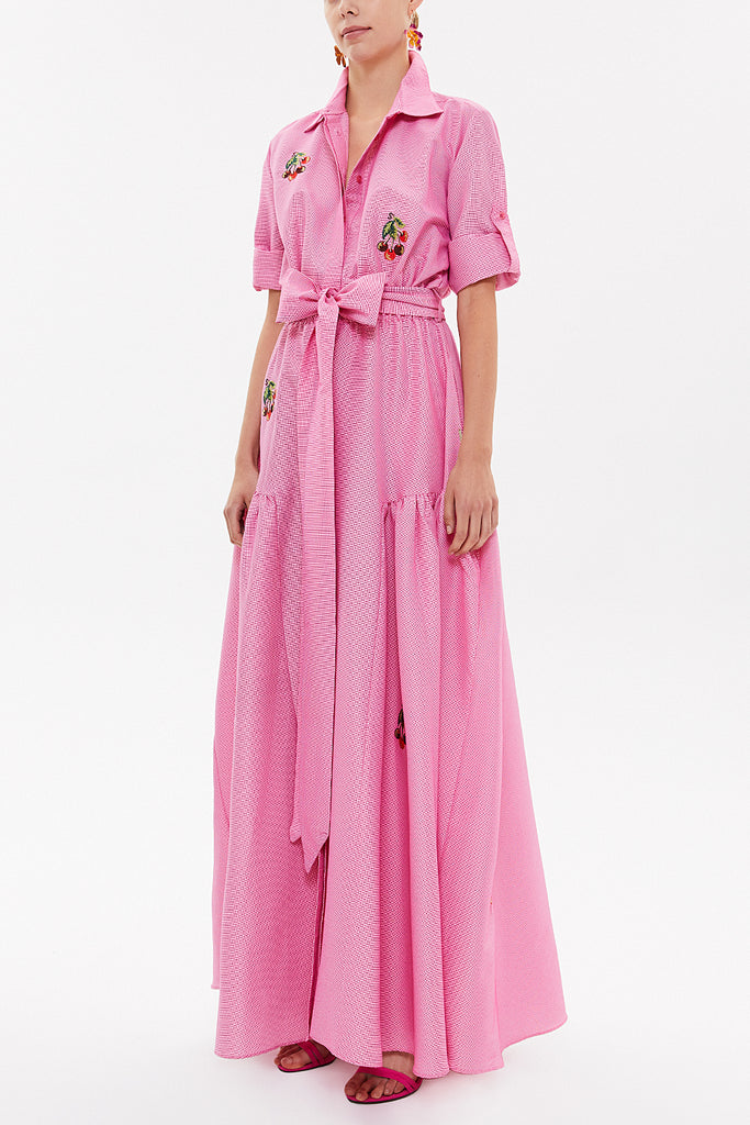 Fuchsia Embroidered maxi  dress 92866