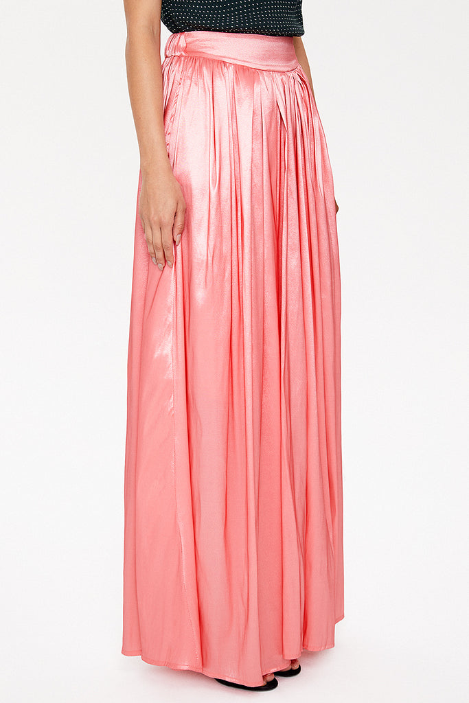 Pink Elastic and Pleated maxi skirt 81072