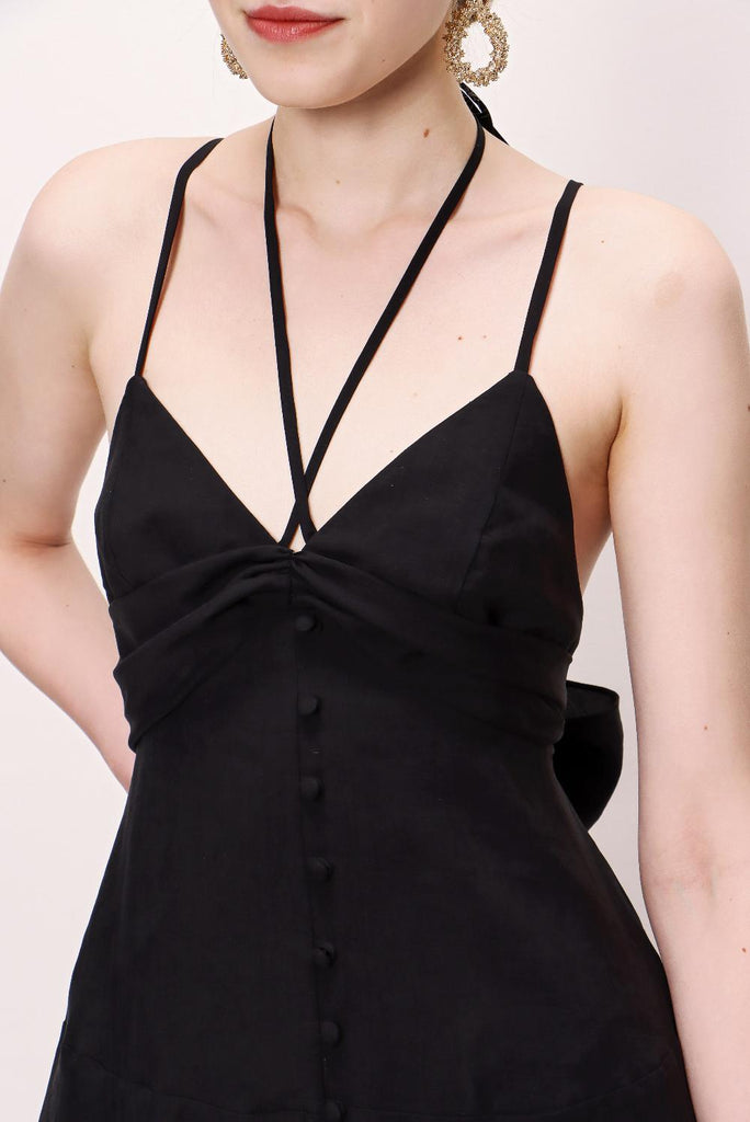 Black V neck sleeveless dress 93563