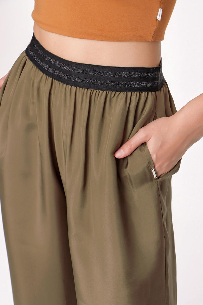 Khaki Elactic belted pants 41615