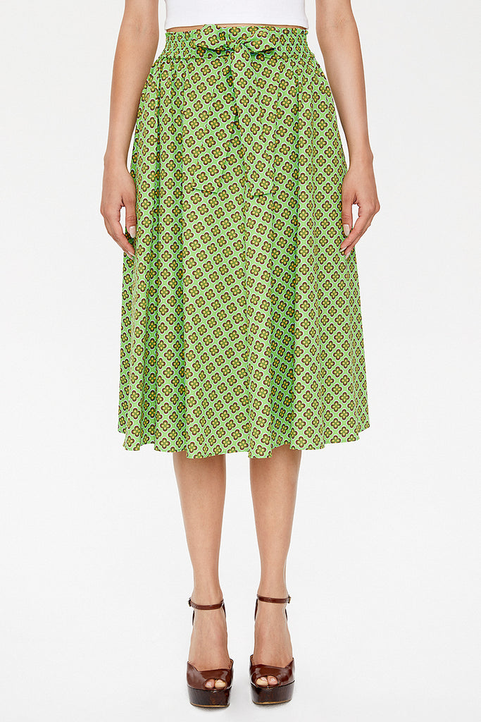 Khaki Elastic  Printed skirt  81064