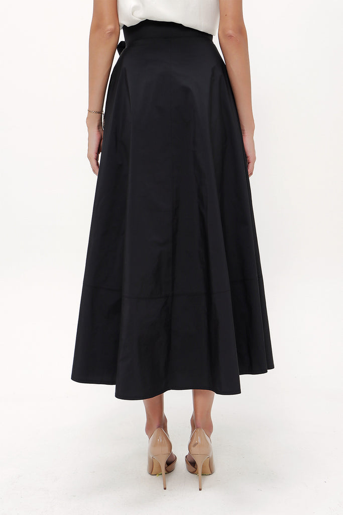 Black High waist  button skirt  81056