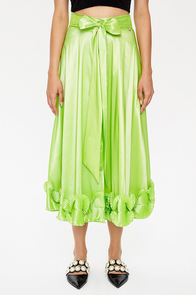 Green Pleated skirt 81082