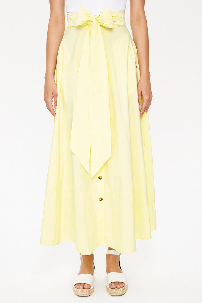 Yellow High waist  button skirt  81056