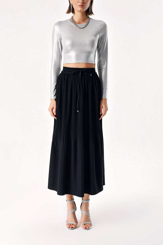 Black Pleated midi skirt 81275