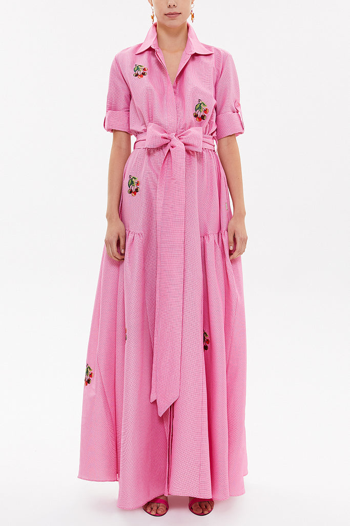 Fuchsia Embroidered maxi  dress 92866