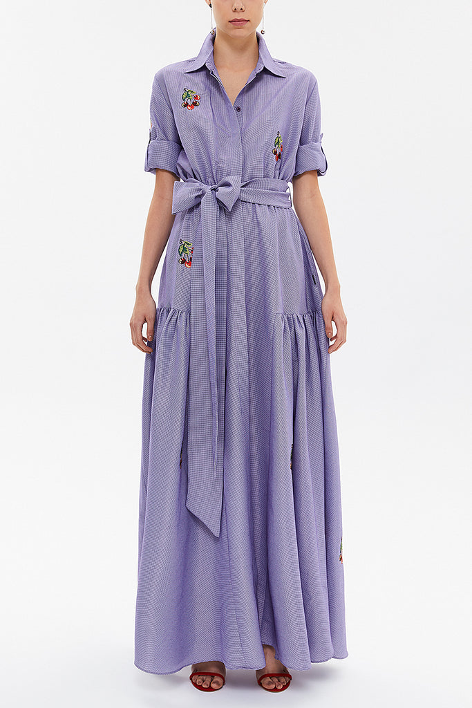 Purple Embroidered maxi  dress 92866