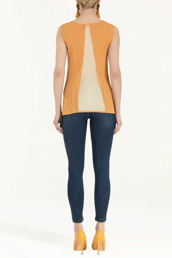Mustard Printed woven  sleeveless blouse  28659