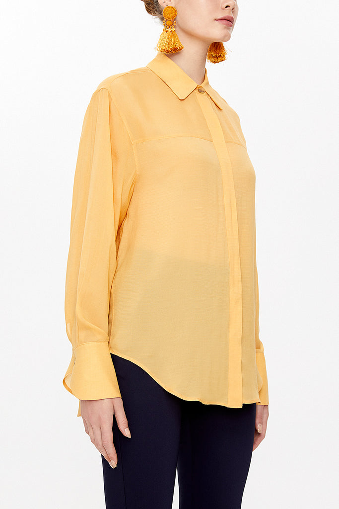 Mustard Wide cut, striped shirt 10731