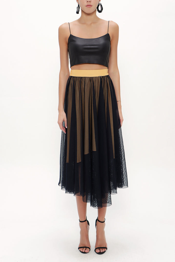 Black Elastic waist tulle skirt 81075