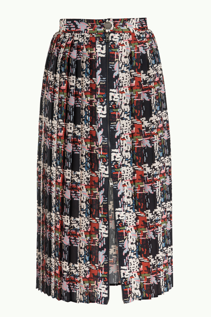 Patterned Zipped pleated skirt 80974