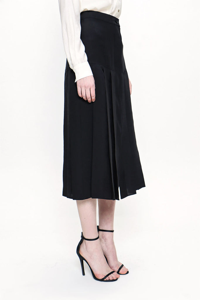Black Elastic  waist godet skirt  81178