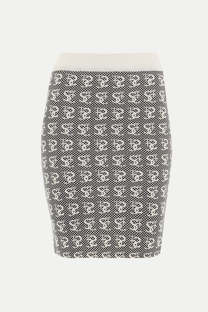 Ecru Printed knitwear skirt 28392