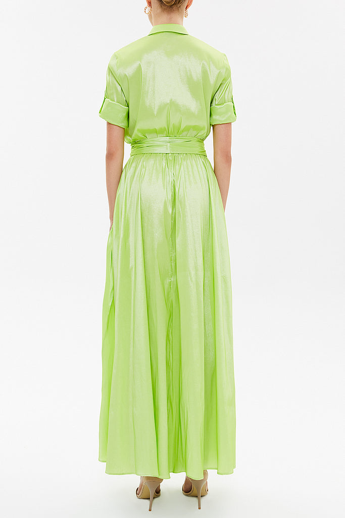 Green Pocket elastic maxi dress 92606