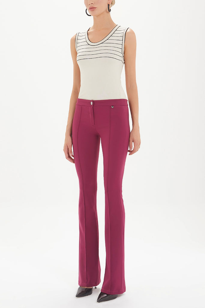 Fuchsia Front seam stitch flare leg Pants 41126