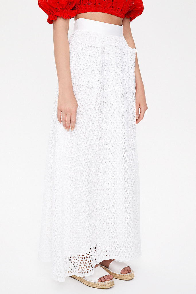 White High waist brode skirt 81061