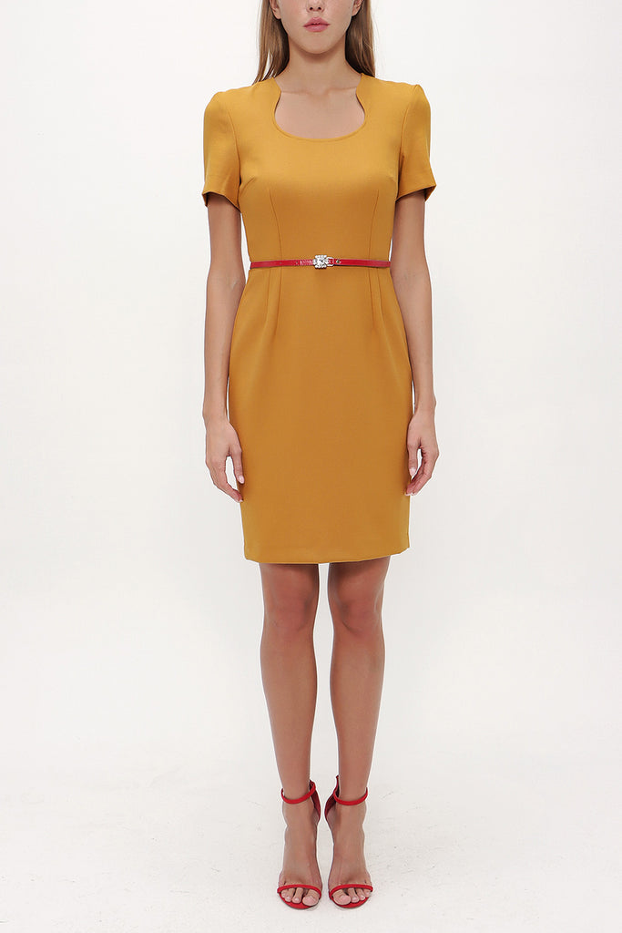 Mustard Slim fit mini dress 91438