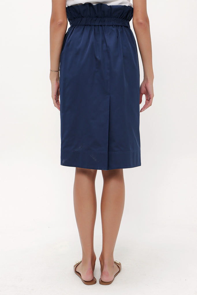 Navy Blue Elastic detailed wide cut skirt 80965