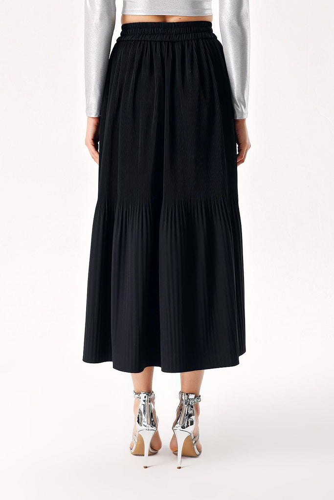 Black Pleated midi skirt 81275