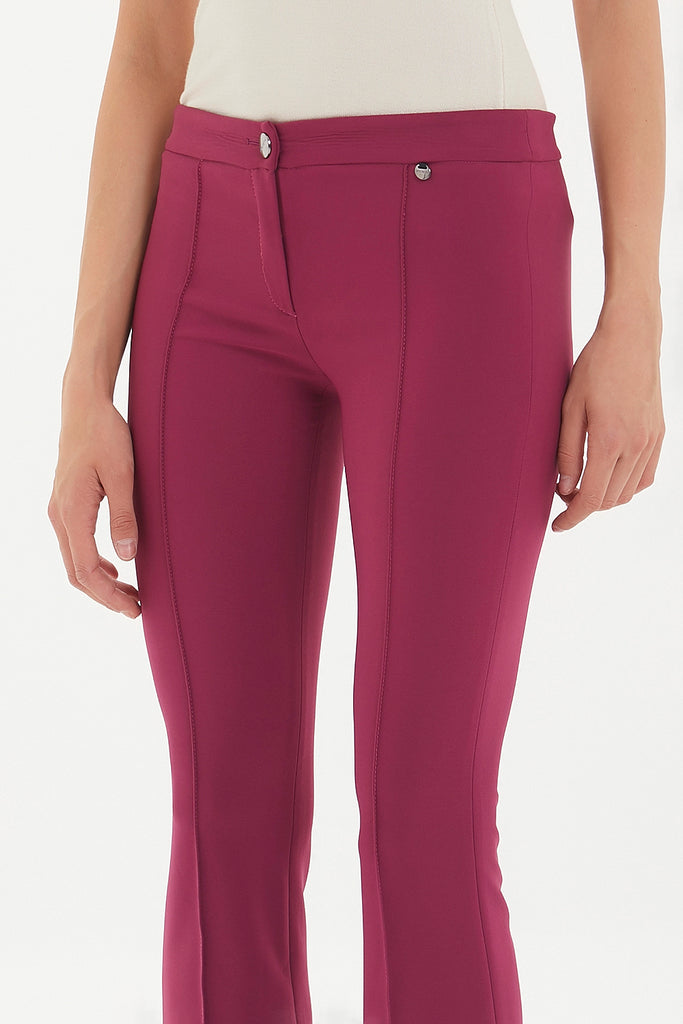 Fuchsia Front seam stitch flare leg Pants 41126