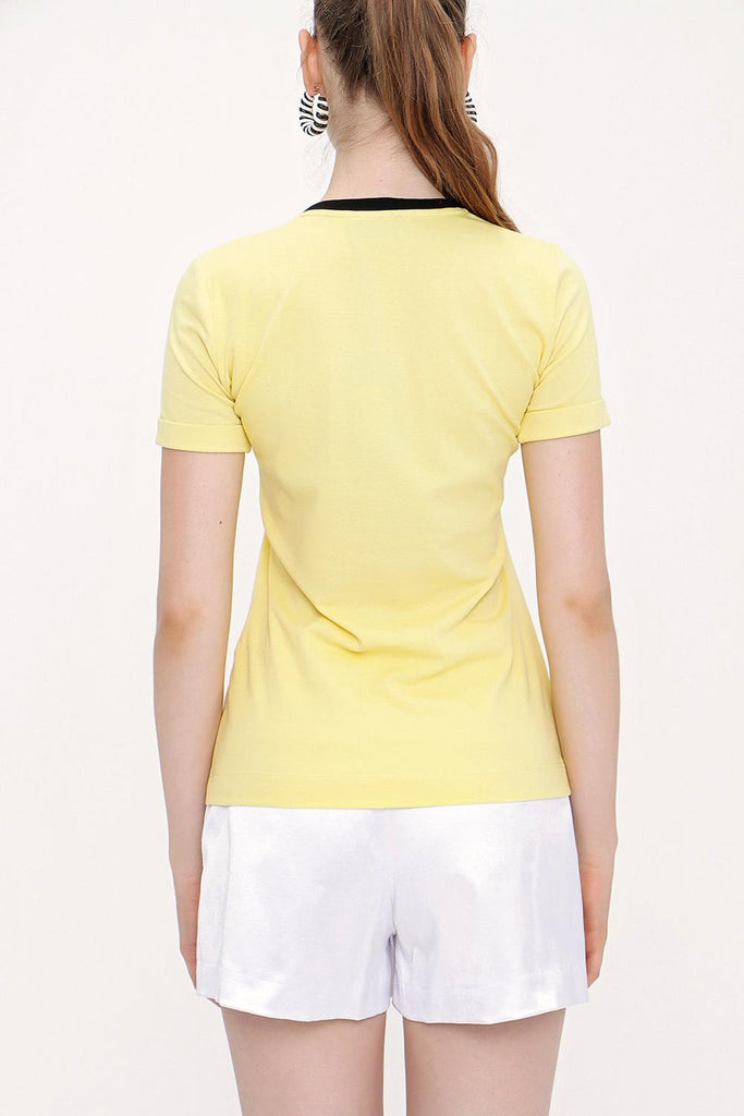 Yellow Printed short sleeve t-shirt 19831