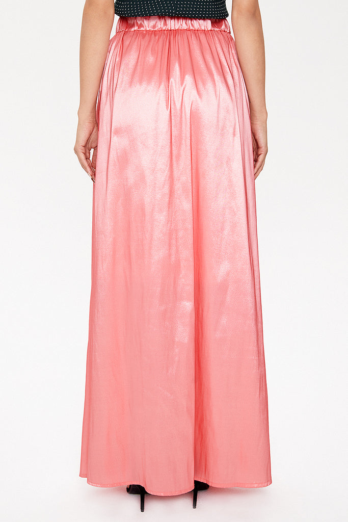 Pink Elastic and Pleated maxi skirt 81072