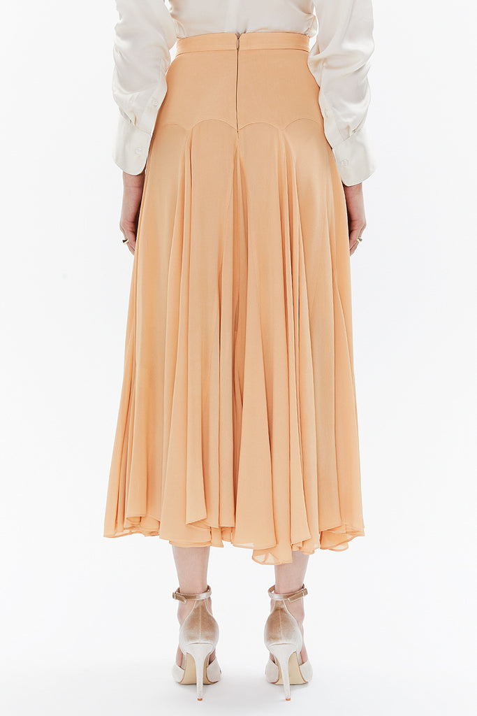 Mustard High waist godet midi skirt  81113