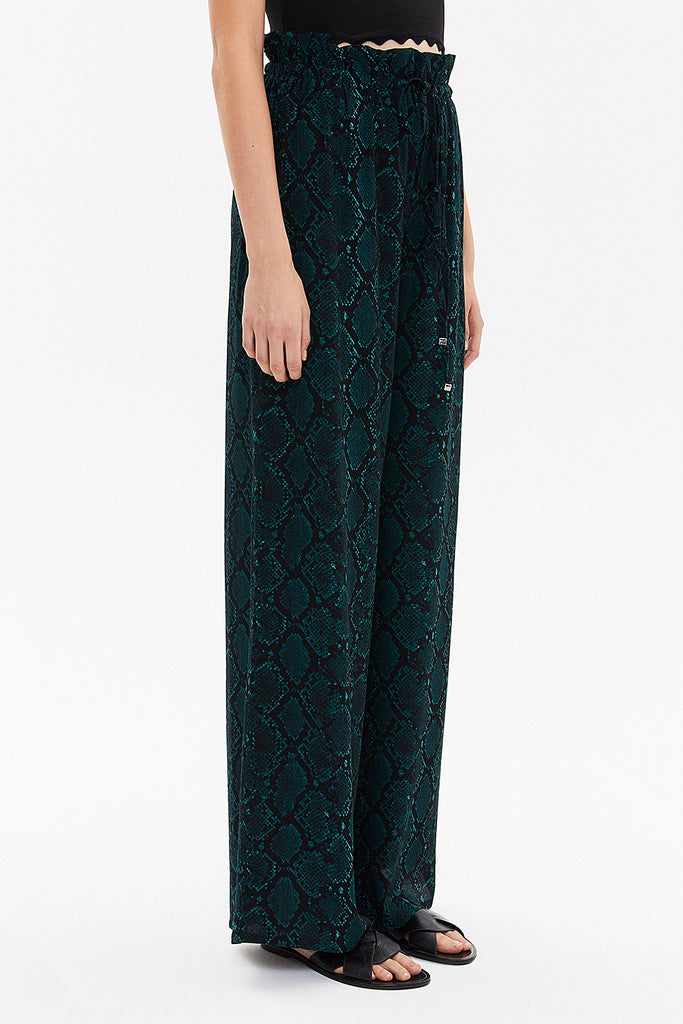 Patterned Elastic waist wide leg pants 41345