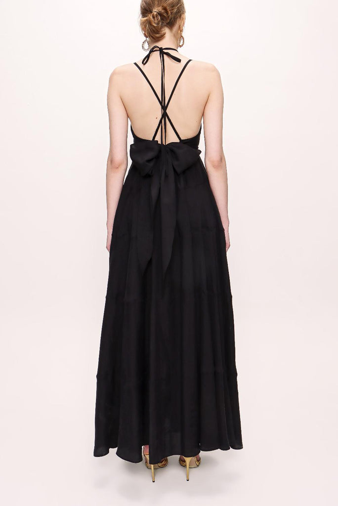 Black V neck sleeveless dress 93563