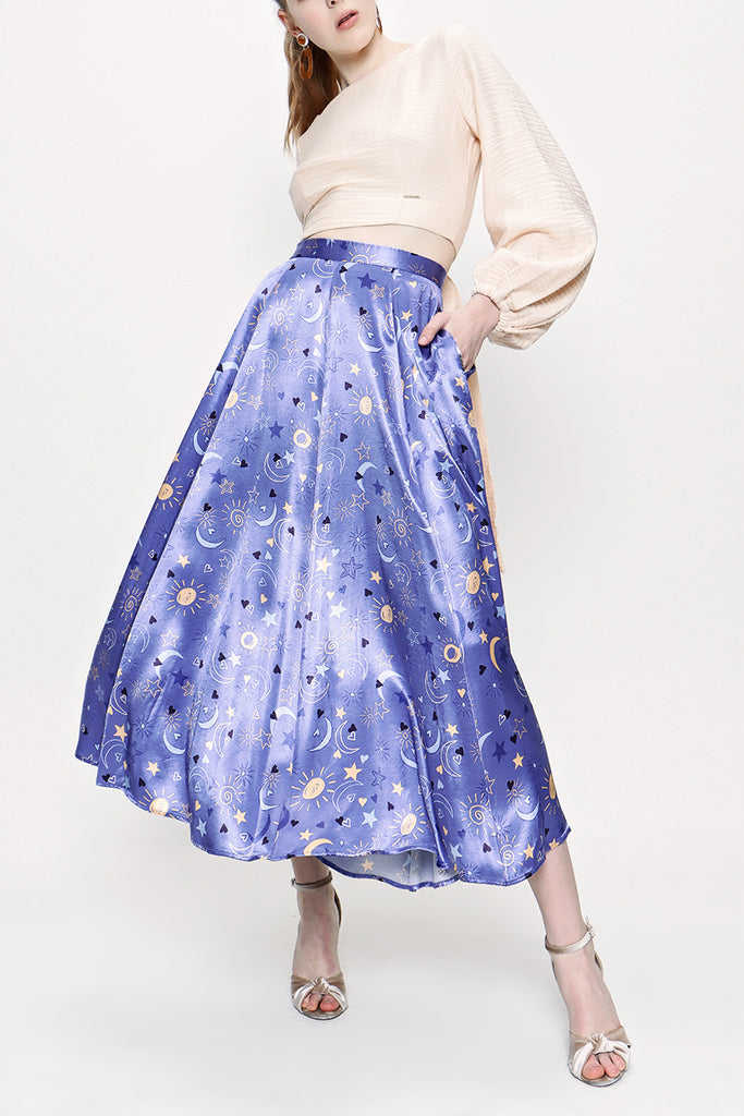 Blue Patterned Pleated skirt 81180