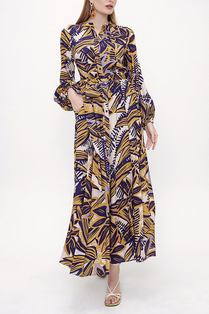 Patterned Elastic waist maxi dress 93818