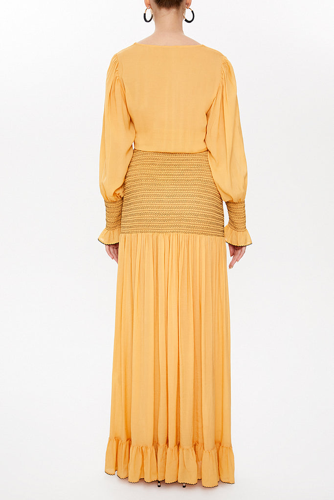 Mustard Fancy seam maxi dress 92920