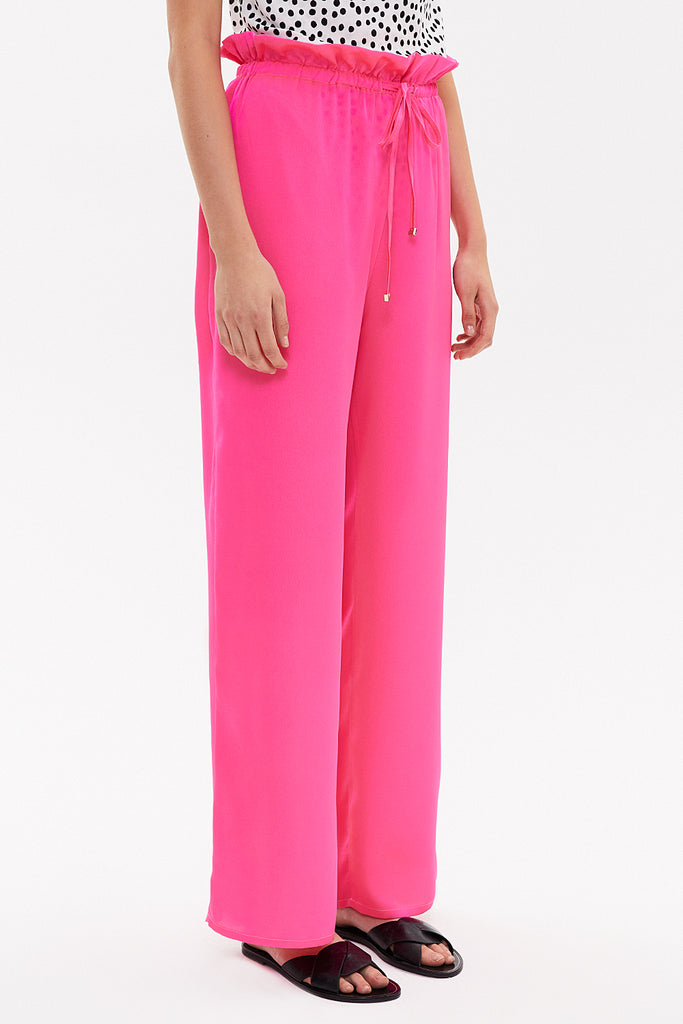 Pink Wide cut elastic waist pants 41369