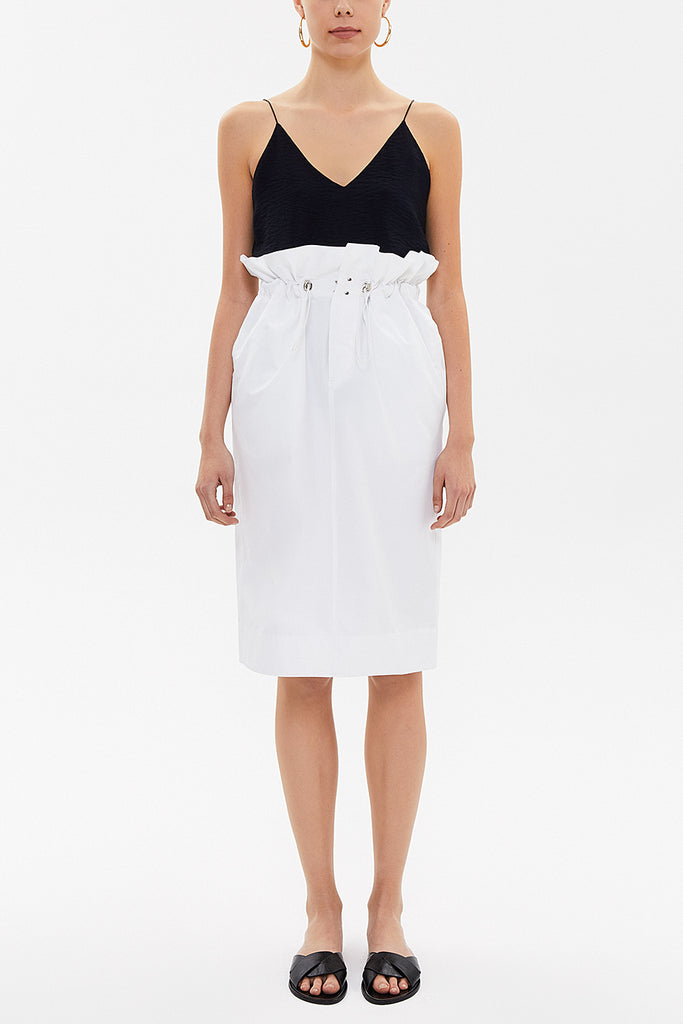 White Elastic detailed wide cut skirt 80965