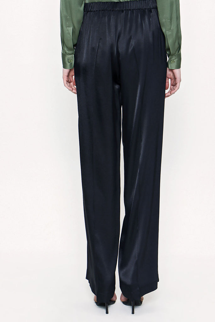 Black Elastic waist wide cut trousers 41609