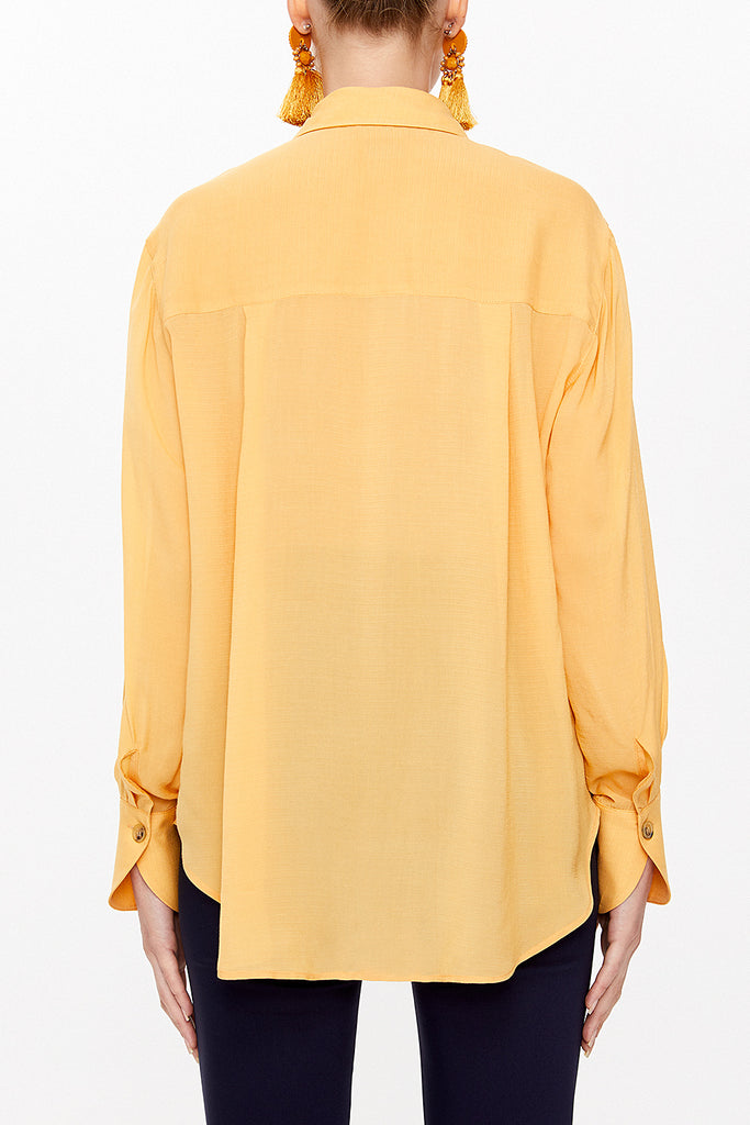 Mustard Wide cut, striped shirt 10731