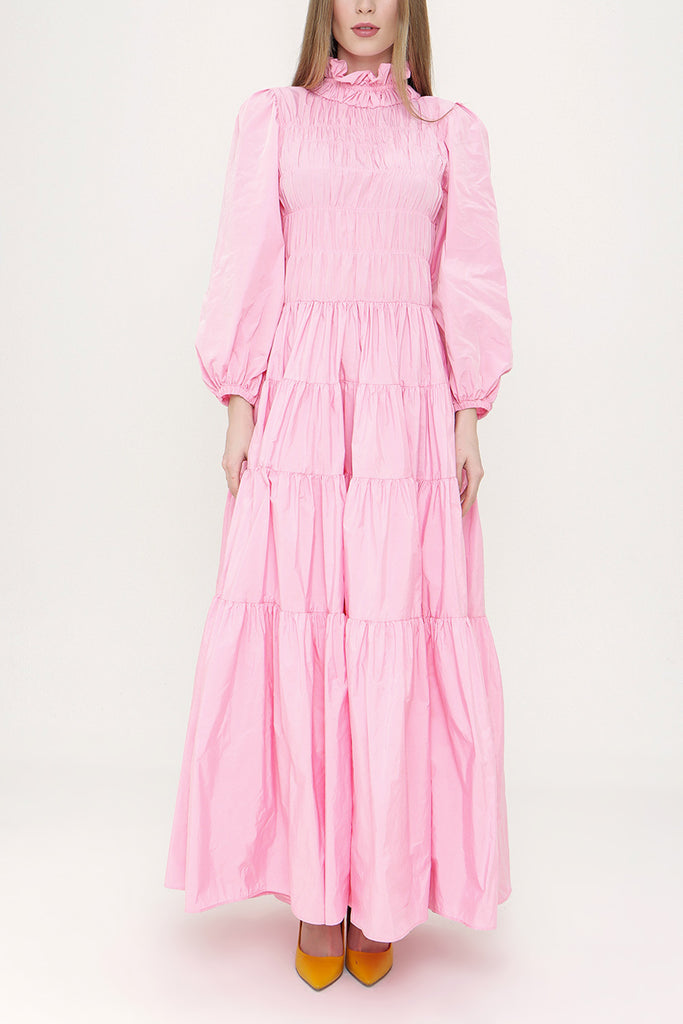 Pink plated long dress 93796
