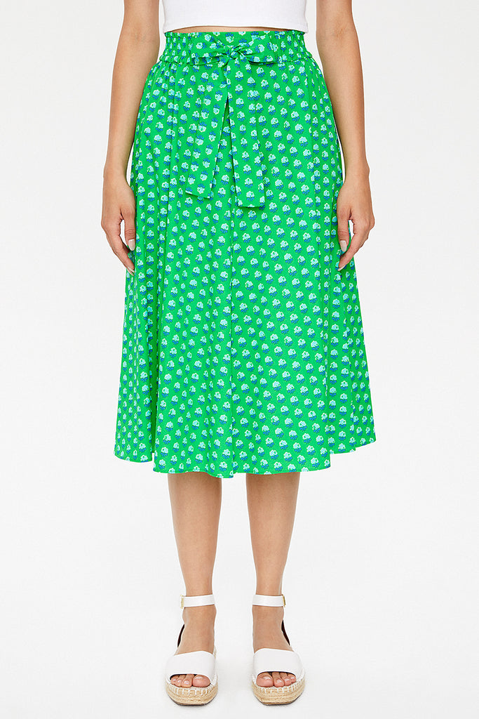 Green Elastic  Printed skirt  81064