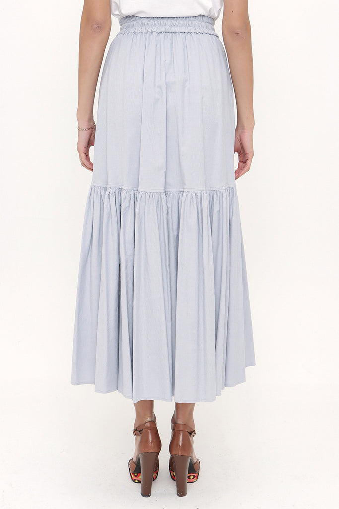 Light Blue Elastic waist pleated skirt 81176