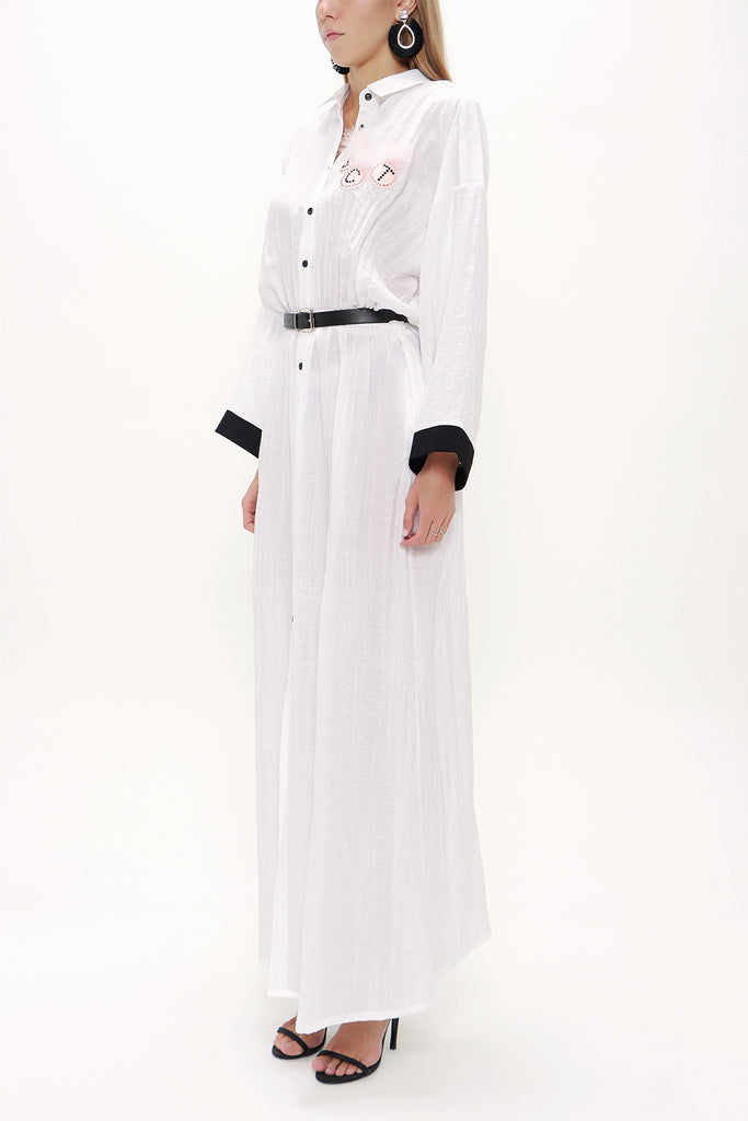 White Belted maxi dress 92433