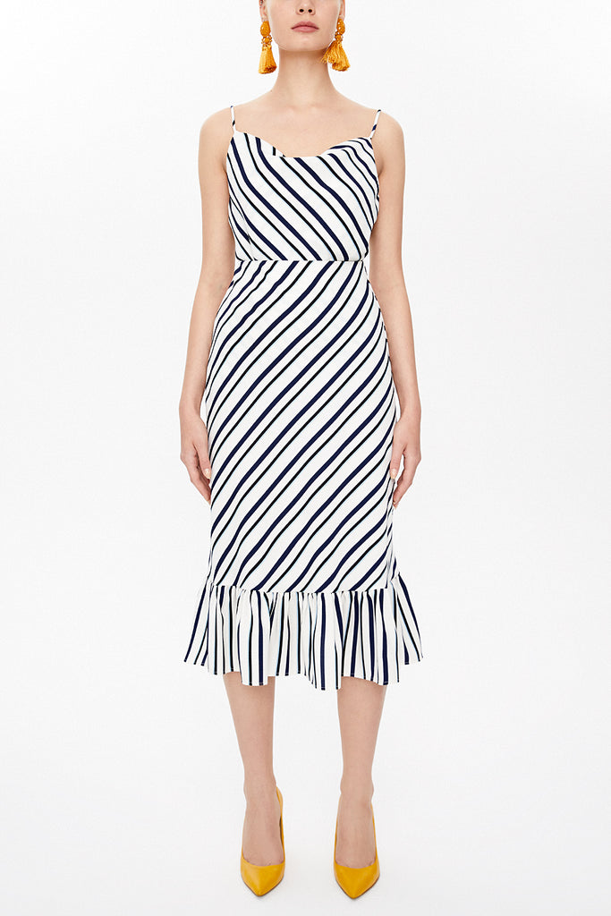 Striped Mid-calf straight slim skirt  81124